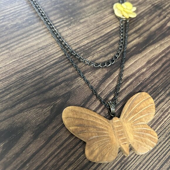 2000s Multi Strand Wooden Butterfly Necklace ASO Alex Russo / Kelsi Nielsen - Picture 6 of 11